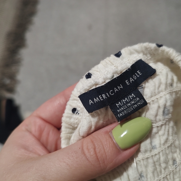 100% cotton American eagle cropped baby doll polka dot top - Picture 7 of 8